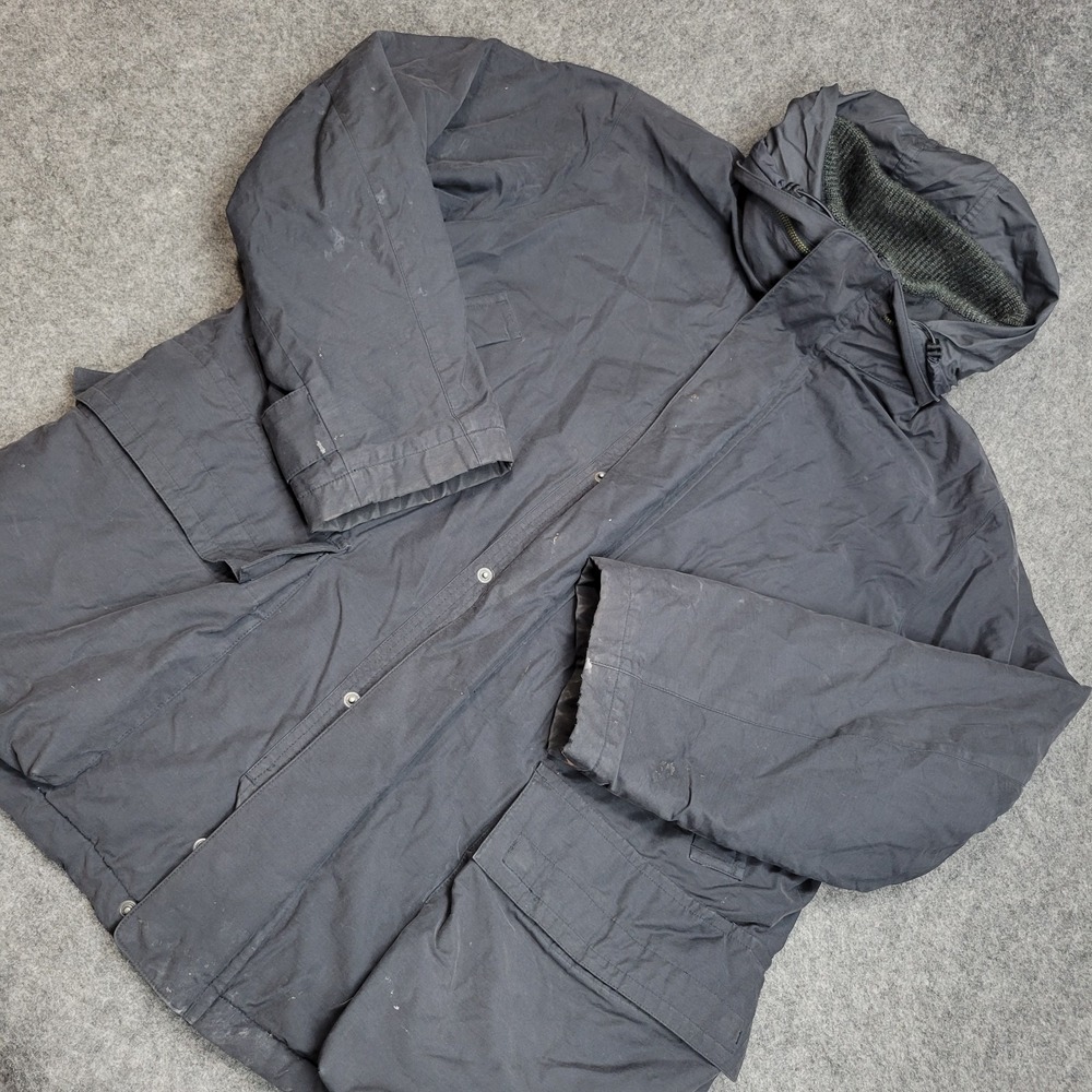 Nautica‎ Parka Jacket Mens Medium Gray Lined Chore Thinsulate Hooded Wool Y2K